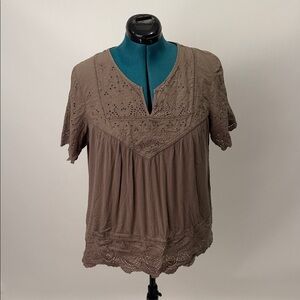 Knox Rose Hunter Green Eyelet Blouse